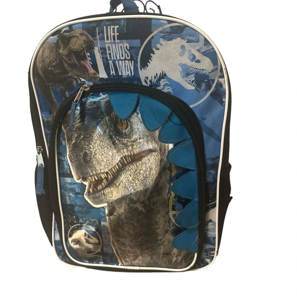 Jurassic World life finds away backpack Print Backpack with Blue Accents